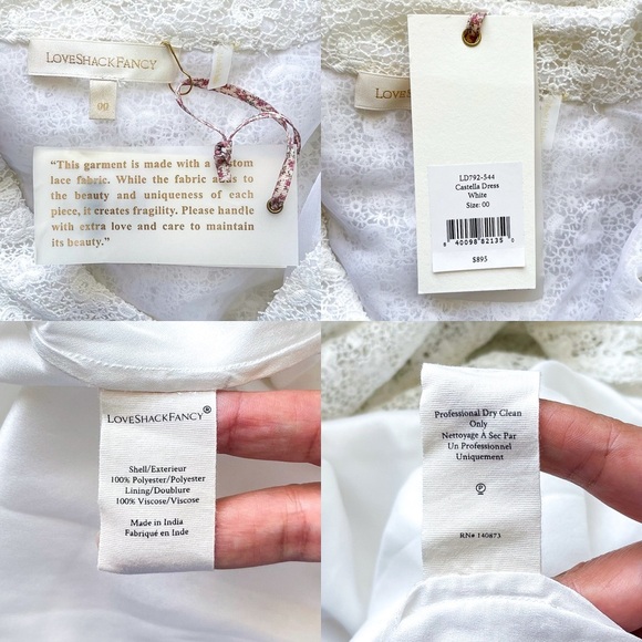 LoveShackFancy Castella Gown Lace Embroidered Maxi Dress White Size 00 NWT - Picture 5 of 11